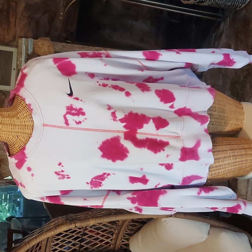 Nike Pink White Tie Dye Sweatshirt